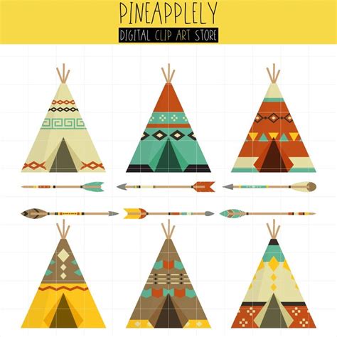 Teepees And Arrows Native Ornaments And Designs Digital Clip Etsy