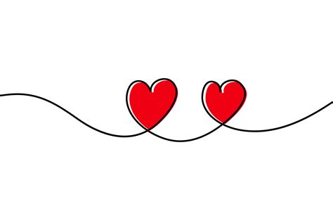 Continuous One Line Drawing Of Red Heart Isolated On White Background