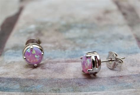 Sale Pale Pink Opal Earrings Genuine Opals Sterling Silver Opal Studs
