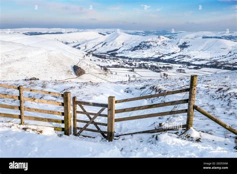 Snow Covered Lose Hill And The Edale Valley In The Peak District