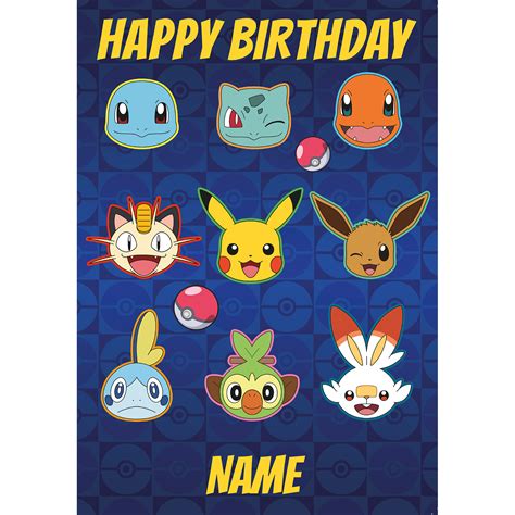 Pokemon Personalised Name Happy Birthday Card Happy Birthday Cards