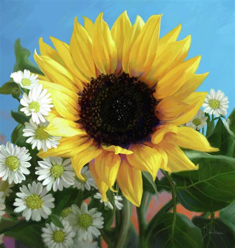 Sunflower Digital Art By Lucie Bilodeau Pixels