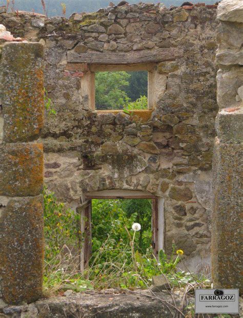 Natural Patina Lichen On Ancient Ruin Stone Walls In Rural France