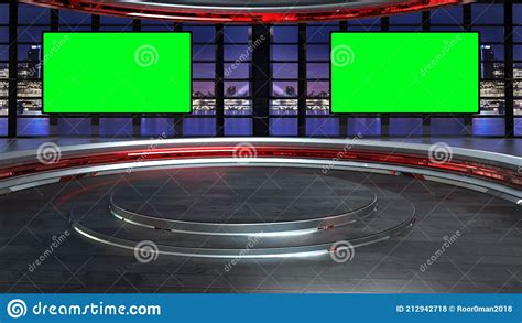3d Virtual News Studio Background Stock Illustration Illustration Of