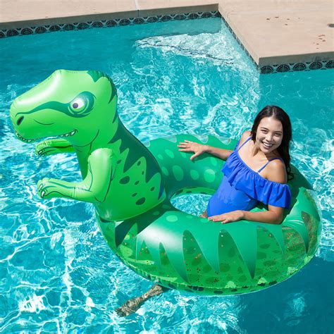 Inflatable T Rex Pool Float With Matching Drink Holder Mini Float