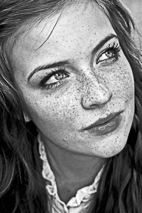 Beautiful Freckle Face Pencil Portrait Drawing Realistic Pencil