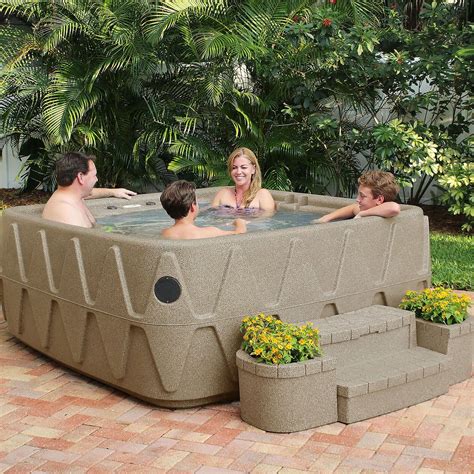 Aquarest Spas Powered By Jacuzzi Pumps Person Jet Square Plug And Play Hot Tub With