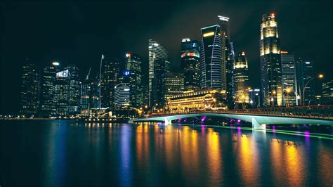 4k City Night Wallpaper Singapore Photos Night City Skyline