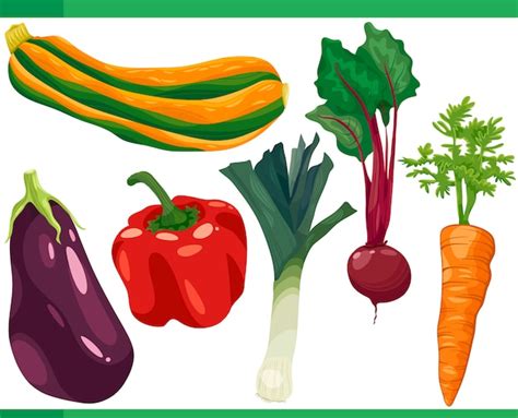 Ilustración de conjunto de dibujos animados de verduras Vector Premium