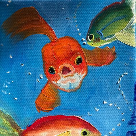 Pintura de peces peces dorados peces pintura al óleo Etsy España