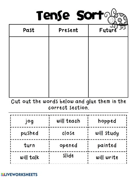 La Homework 6 To 10 Apr Past Present Future Verbs Worksheet