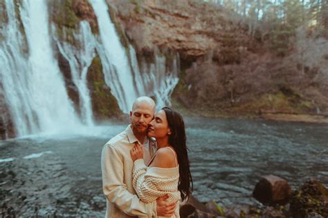 Waterfall Couples Session Waterfall Engagement Photos Burney Falls Engagement Session Redding