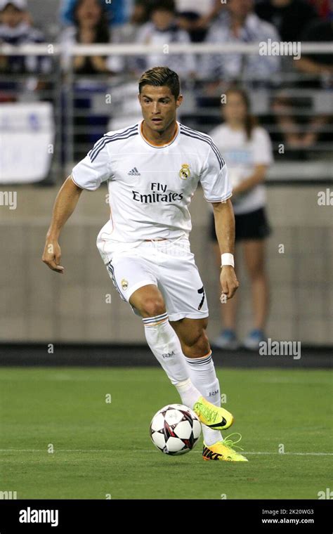Pro Soccer Player Cristiano Ronaldo In Action With His Team Real Madrid