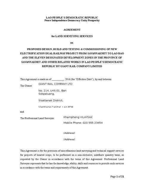Agreement For Land Surveying Servicesfinaldocx Liability Insurance