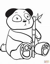 Panda Coloring Bamboo Cute Cartoon Drawing Holding Branch Eating Printable Adults Draw Kawaii Drawings Getdrawings Getcolorings Giant Colorings Fancy Paper sketch template