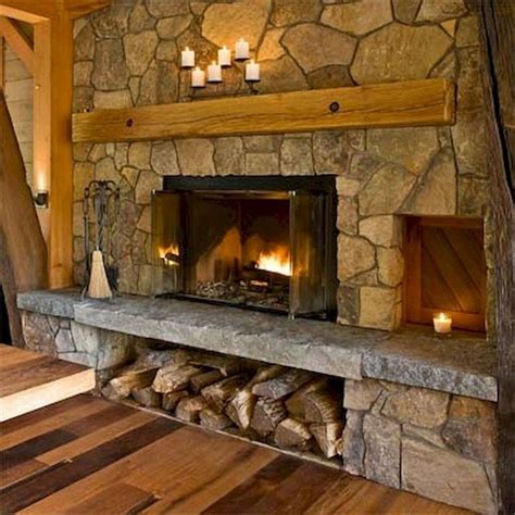 122 Wonderful Farmhouse Style Fireplace Ideas Rustic Stone Fireplace Farmhouse Fireplace