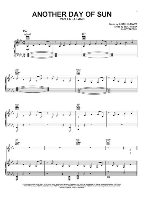 Another Day Of Sun Piano Sheet Music Onlinepianist
