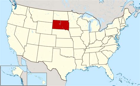 Large Location Map Of South Dakota State South Dakota State Usa