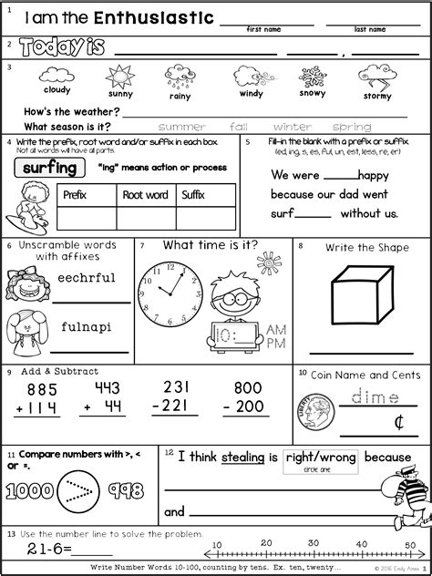 Math Worksheets For 2nd Graders Printable