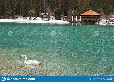 Lake Dobbiaco Val Pusteria Dolomiti Stock Image Image Of Peaks