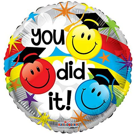 Graduation You Did It Smiley Faces 17 Mylar Balloon Bulk 5 Pack