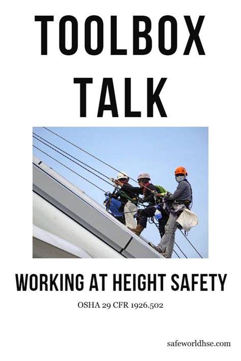 Safety Toolbox Talk On Working At Height Safety Safety Toolbox Talks