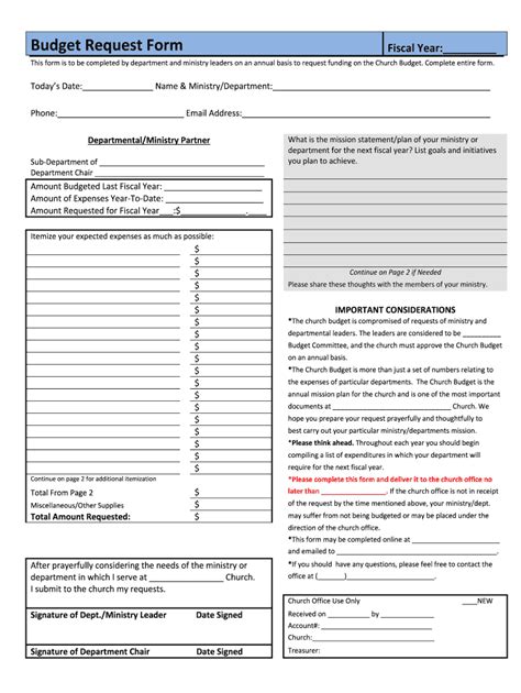 Church Budget Request Form 2020 2021 Fill And Sign Printable Template