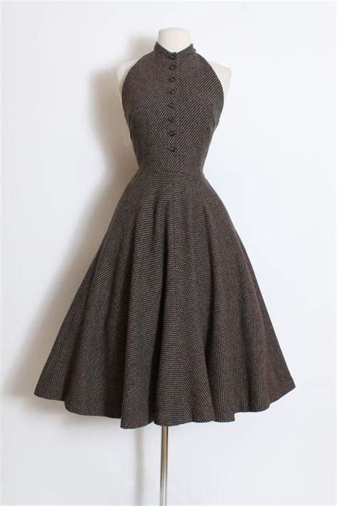 Vintage 1950s 50s Dress Tweed Anne Fogarty Halter Dress Etsy 50s