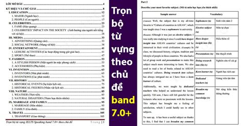 TrỌn BỘ TỪ VỰng Ielts Speaking Band 70 Theo ChỦ ĐỀ