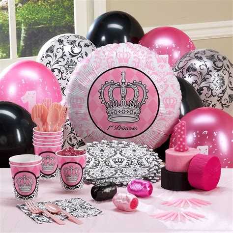 Elegant Princess Damask 1st Birthday Personalized Party Theme Girls