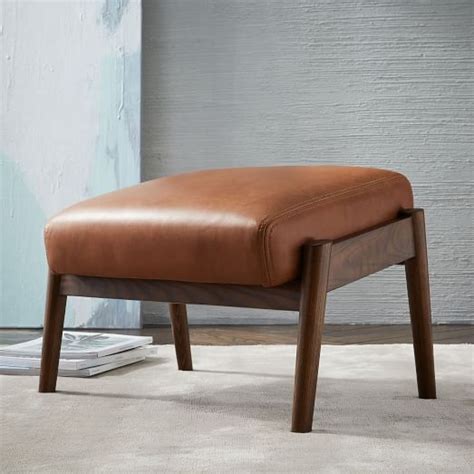 Browse a variety of housewares, furniture and decor. Mid-Century Show Wood Leather Ottoman | west elm