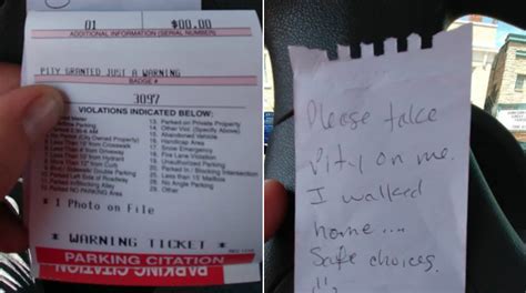 parking officer takes pity on driver after finding handwritten note on windshield cbs news