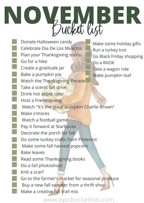 Free Printable November Bucket List 30 Fun Things To Do In November