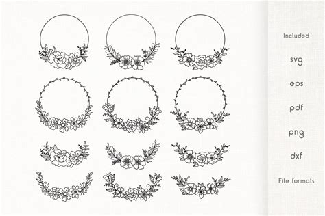 Floral Wreath SVG - Wreath Vector Cliparts (671820) | Illustrations