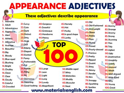 Appearance Adjectives List Materials For Learning English