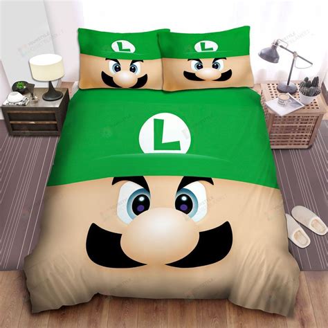 Super Mario Funny Luigi Face Illustration Bed Sheets Duvet Cover