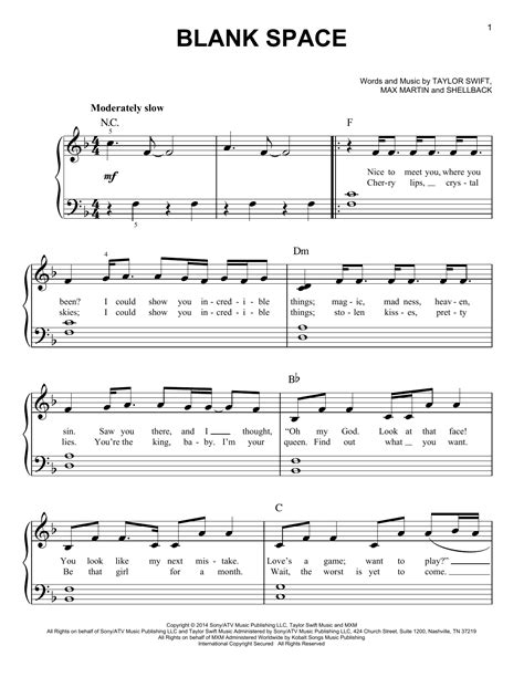 Blank Space Sheet Music Direct
