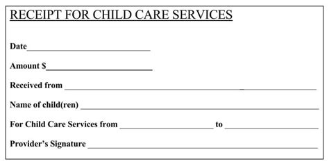 Free Printable Daycare Receipt Template