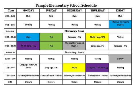 School Schedule Template | think moldova
