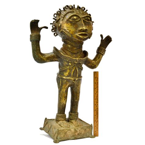 Antique African Benin Brassbronze Statue Huge 24 19th C Replica He