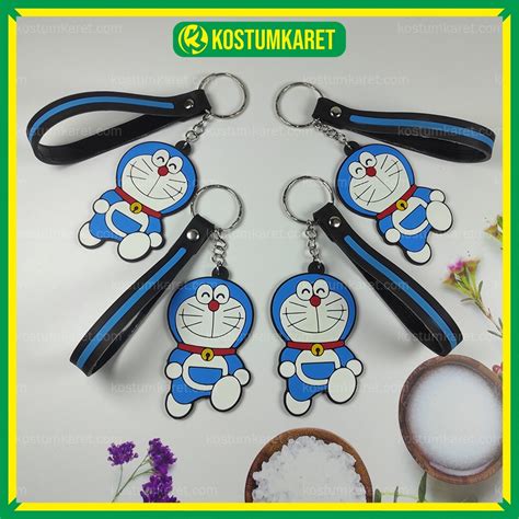 Gantungan Kunci Karet Lucu Motif Doraemon Besar Bisban Garis
