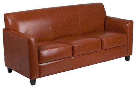 Cognac Leather Sofa Contemporary Sofas By Virventures Houzz