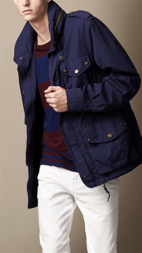 Lyst Burberry Brit Heritage Cotton Field Jacket In Blue For Men