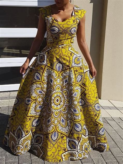 Ericdress African Fashion Floor Length A Line Dress Without Crinoline