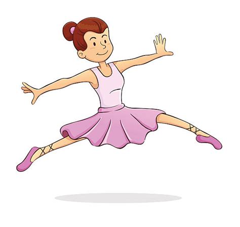Best Cartoon Of The Woman Ballet Dancer Leap Dancing Illustrations