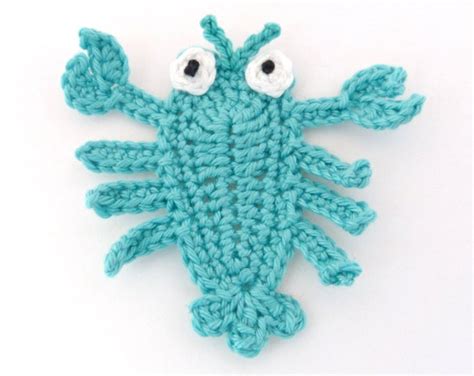 Crochet Sea Life Crochet Appliques 1 Applique Lobster Etsy