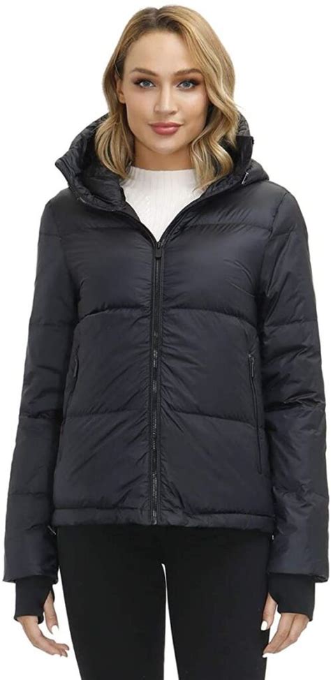 royal matrix women s hooded puffer down jacket lightweight quilted warm winter coat with thumb