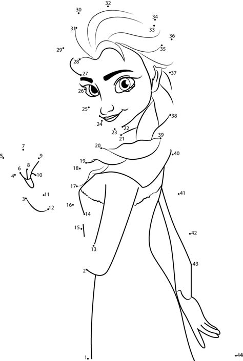 Beautiful Elsa Frozen Dot To Dot Printable Worksheet Connect The Dots