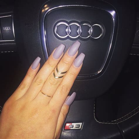 Loving My New Matte Grey Nails In Coffin Shape Nail Trends Kylie