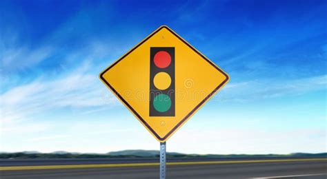Red Signal Ahead Traffic Sign Stock Photo Image Of Directive Stop